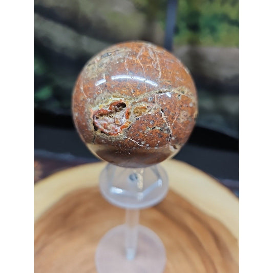 0.91 lb Vesuvianite Agate Carnelian Geode Sphere