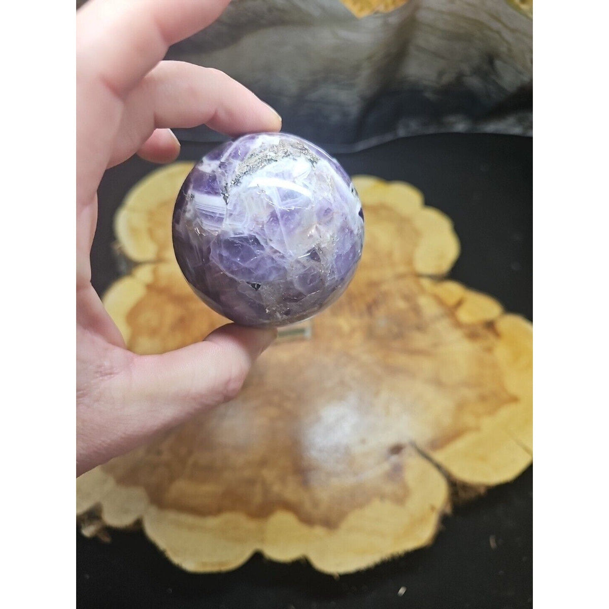 Amethyst Sphere — 65mm with Glass Stand, 1 lb