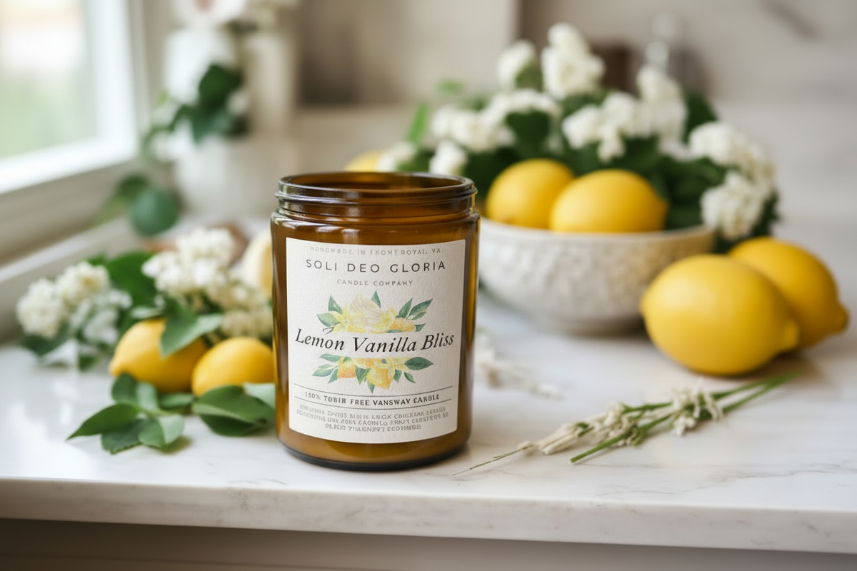 Lemon Vanilla Bliss Beeswax Candle | Extract & Organic Essential Oil Infused