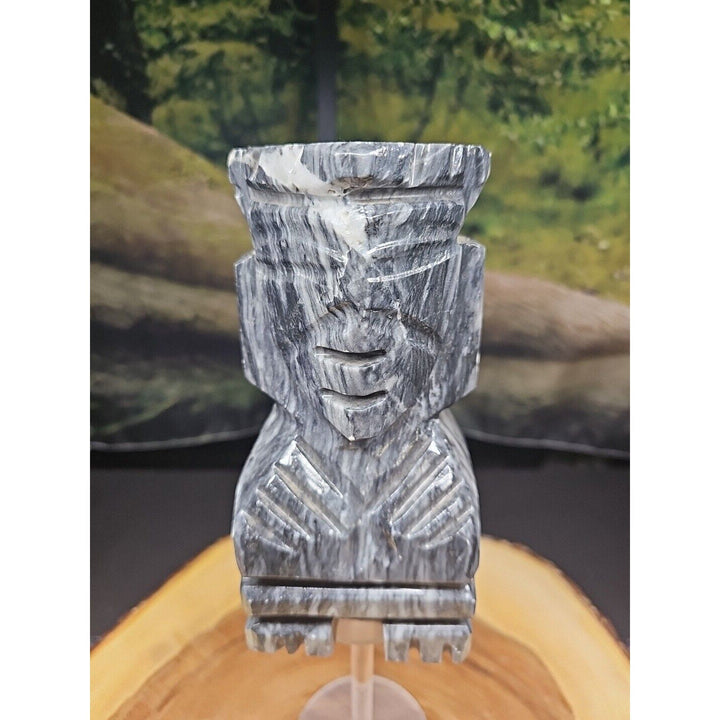 Carved Onyx Aztec Mayan Tiki Sculpture — 4 lbs, 7 inches, Mexican Onyx