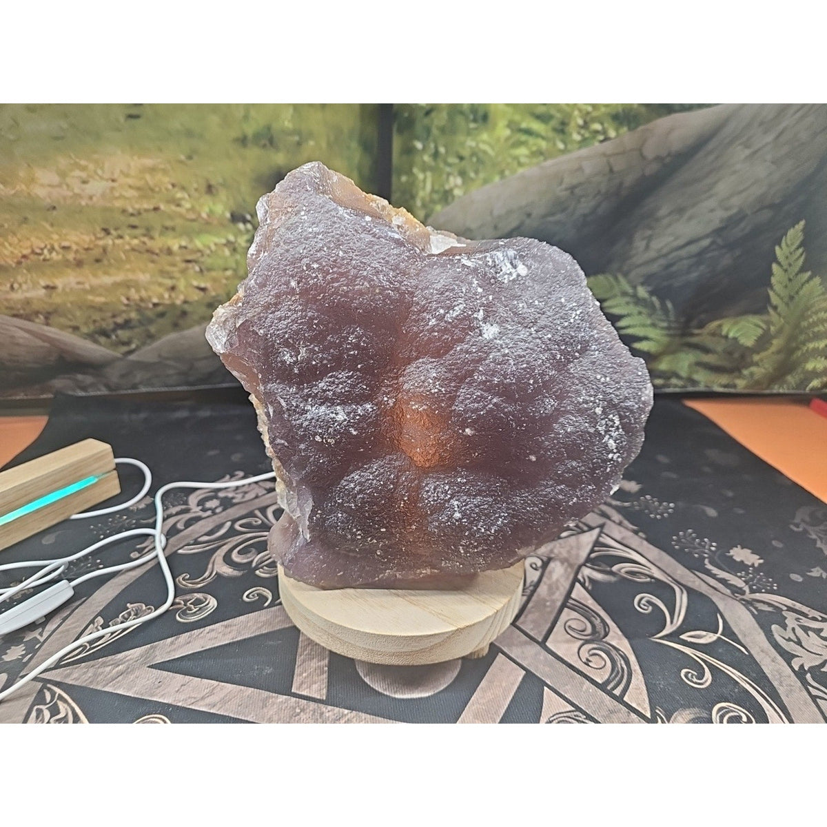 Fluorite Quartz Cluster with LED Stand – 11.9 lb