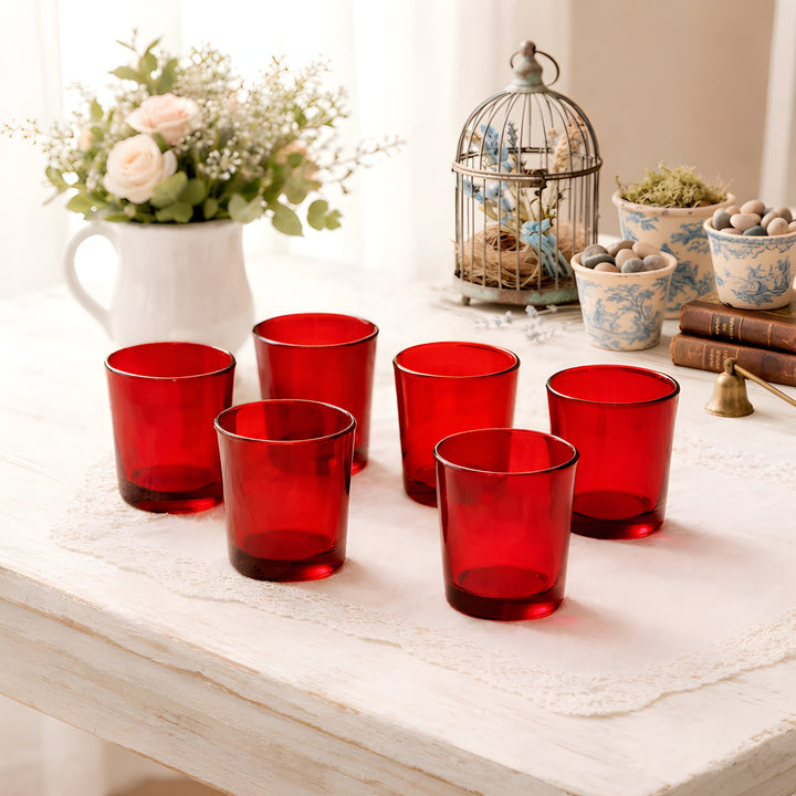 Red Glass Votive Candle Holder