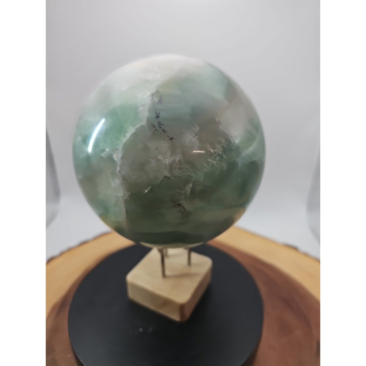 Large Natural Green Fluorite Quartz Crystal Sphere — 5.43 lbs, Madagascar