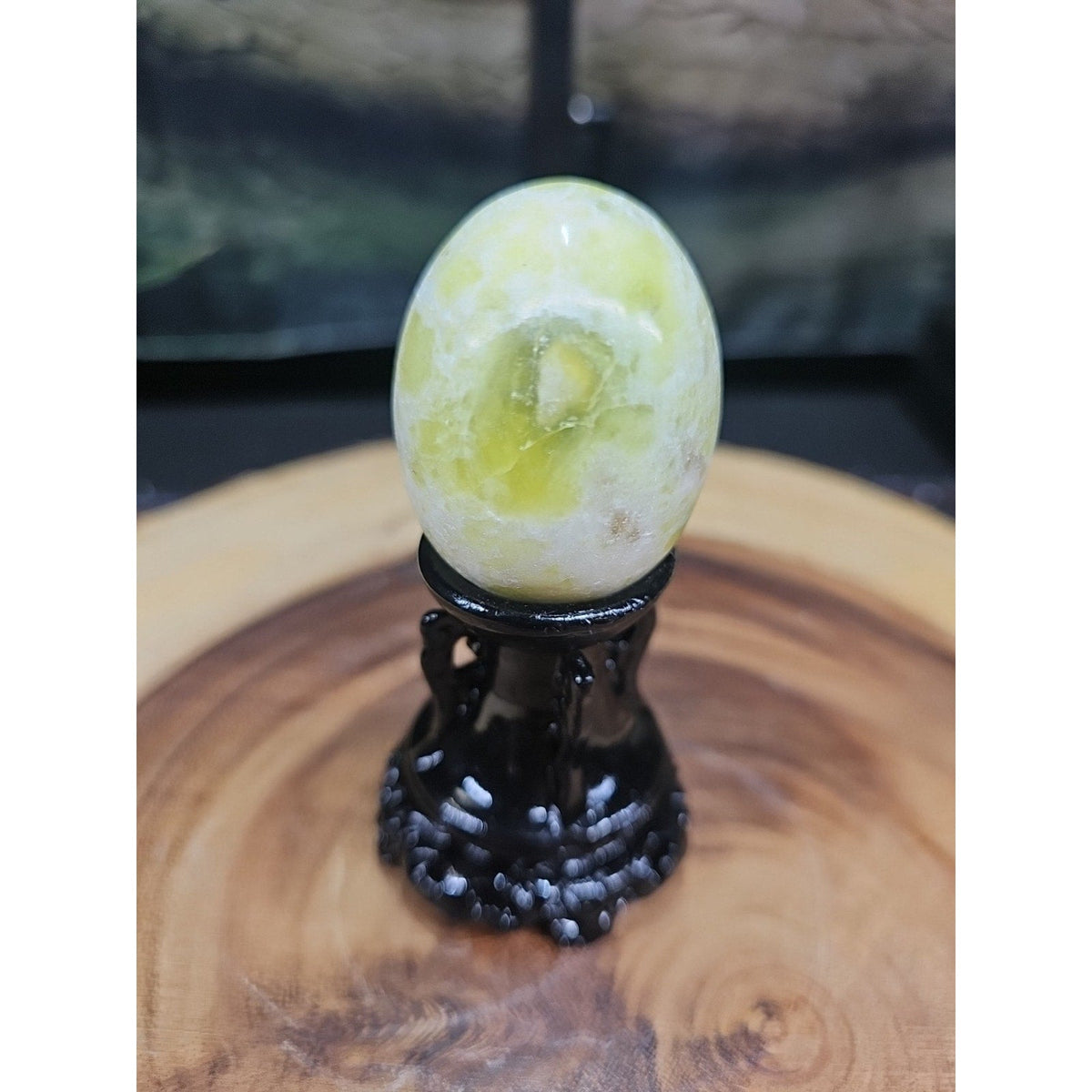 Natural Polished Lantian jade Quartz Crystal Egg Stone Specimen Healing - Stand