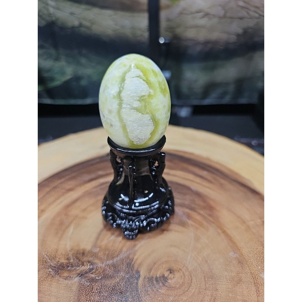 Natural Polished Lantian jade Quartz Crystal Egg Stone Specimen Healing - Stand