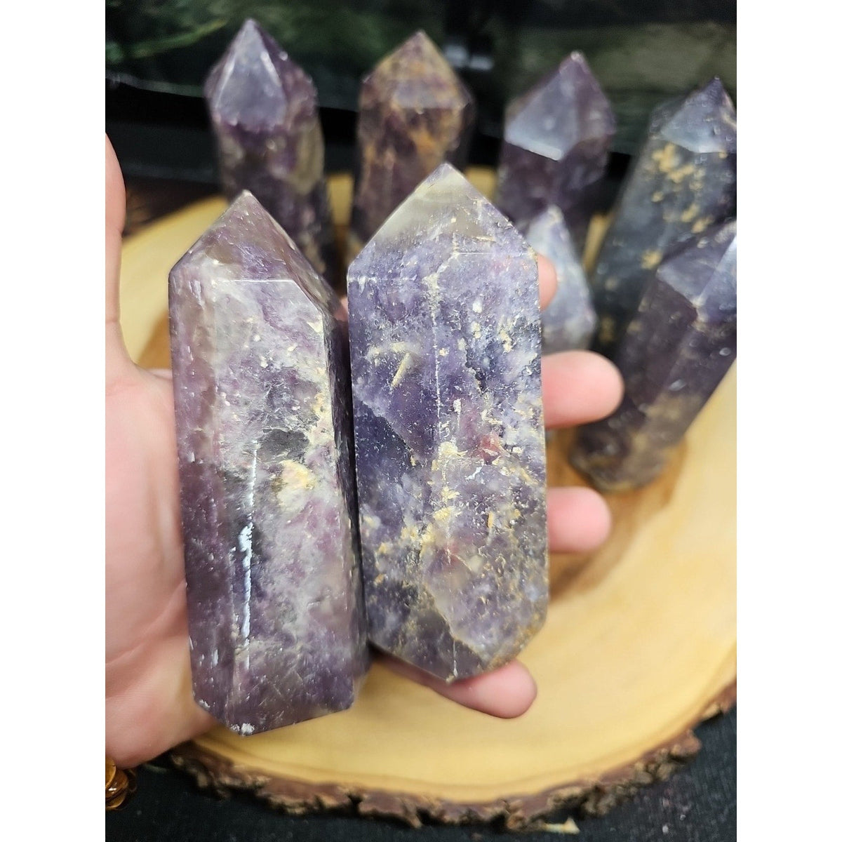Purple Mica Lepidolite Crystal Tower — 300g–400g, Africa