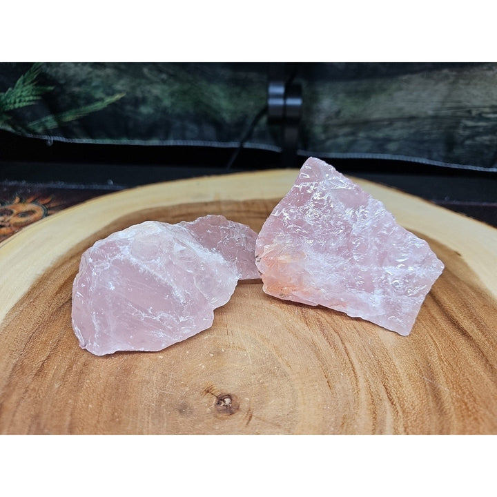 Raw Rose Quartz Chunk Pair — 1lb Natural Crystal, Brazil