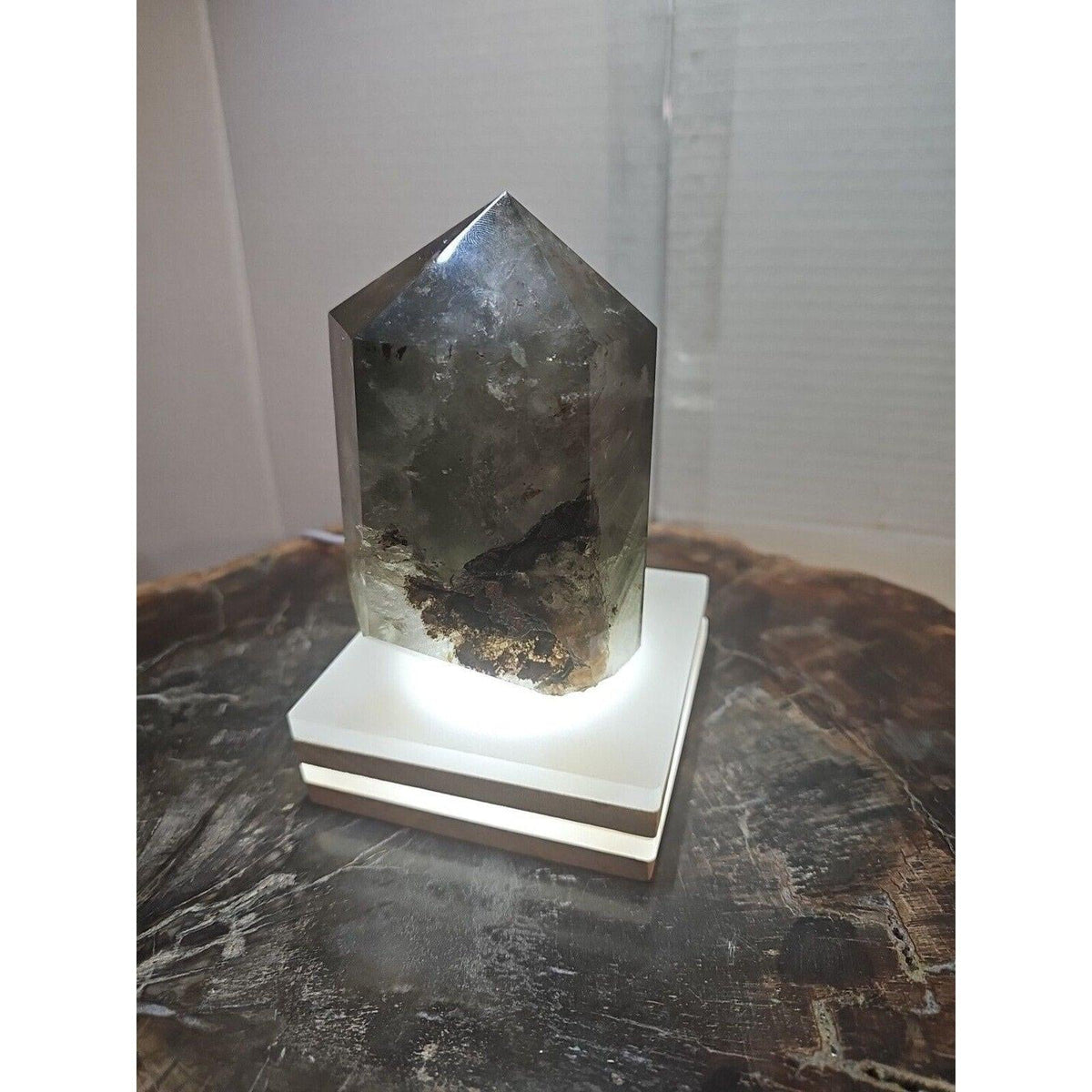 Green Ghost Phantom Quartz Crystal Obelisk — 1.73 lbs, Madagascar