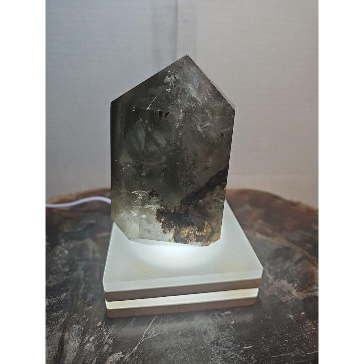 Green Ghost Phantom Quartz Crystal Obelisk — 1.73 lbs, Madagascar