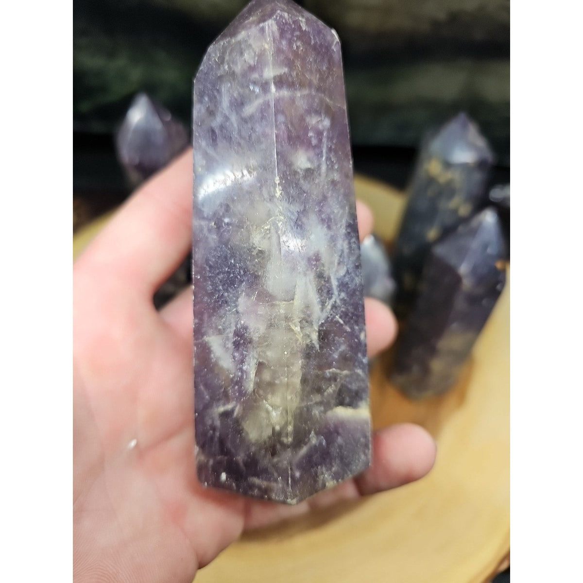 Purple Mica Lepidolite Crystal Tower — 300g–400g, Africa
