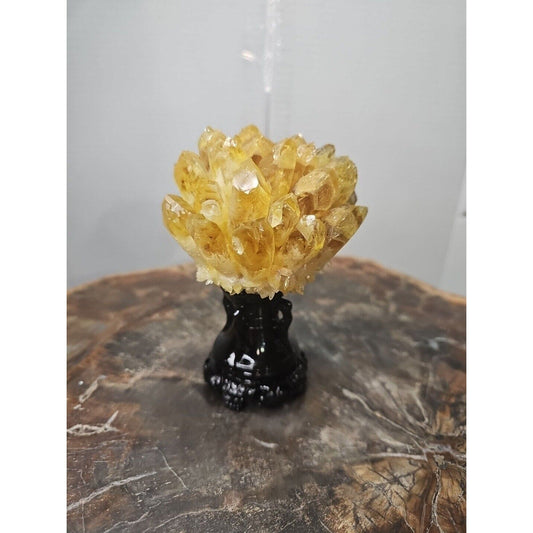 Yellow Phantom Quartz Cluster with Stand – 1.12 lb