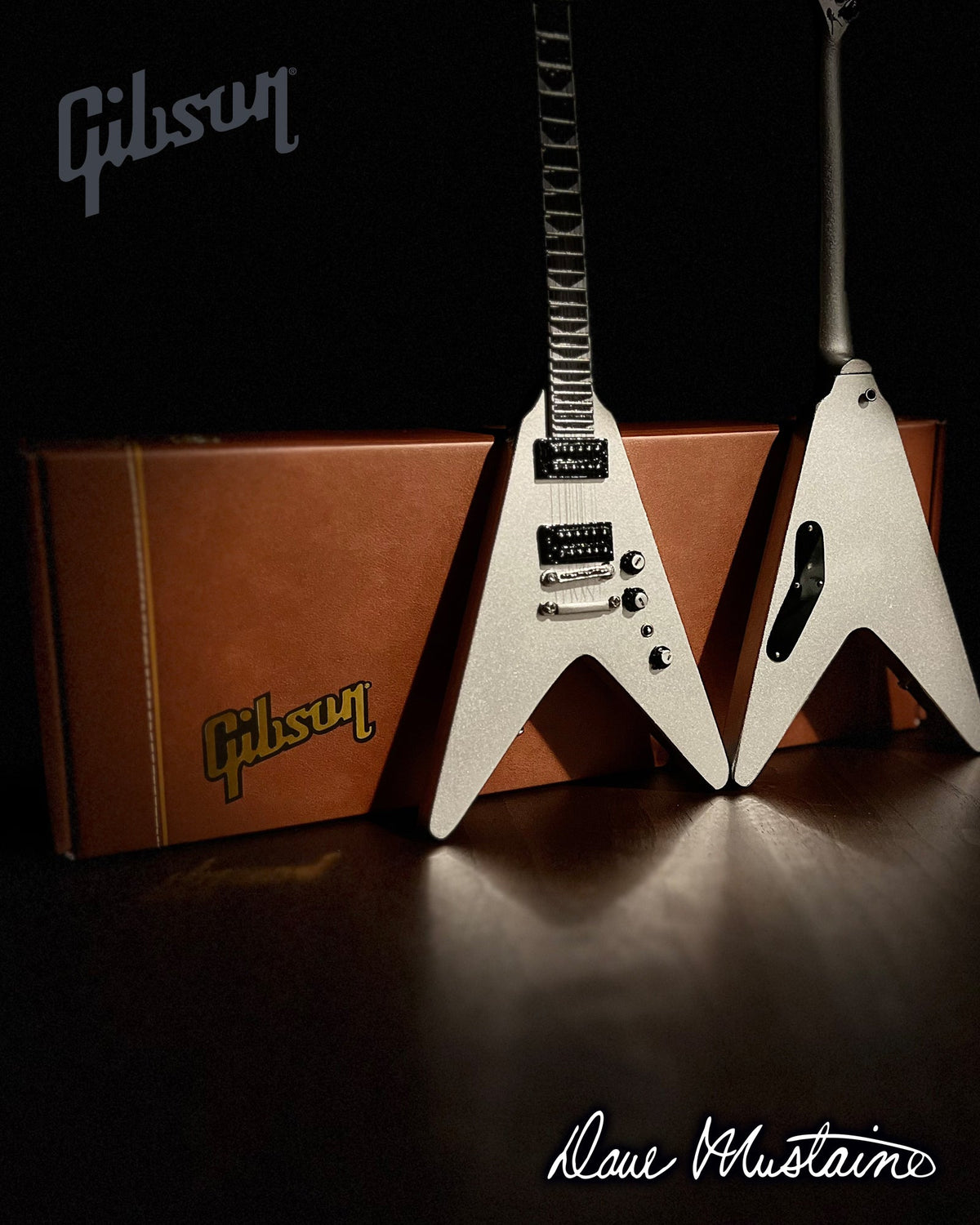 Dave Mustaine Gibson Flying V EXP Silver Metallic Mini Guitar Model