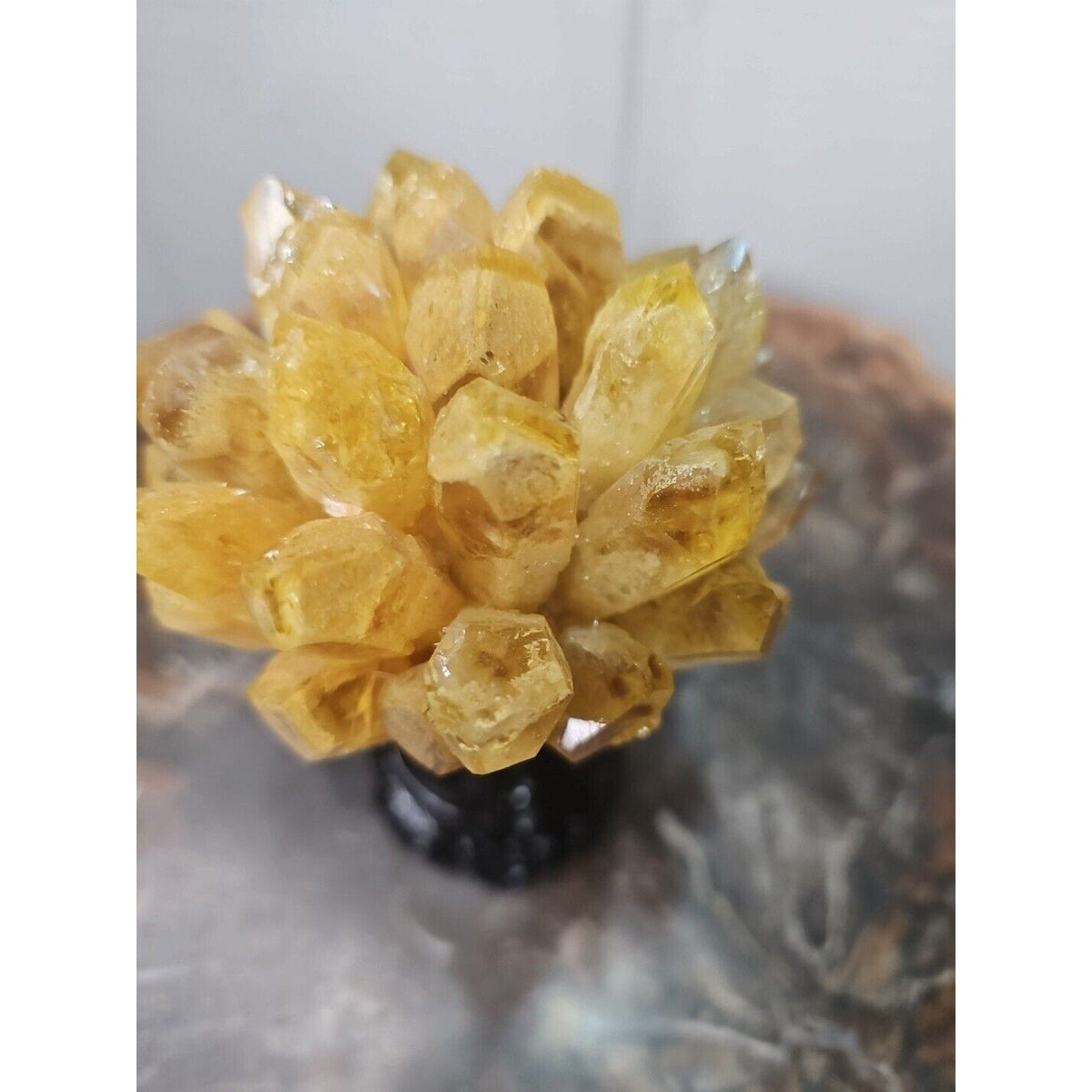 Yellow Phantom Quartz Cluster with Stand – 1.12 lb