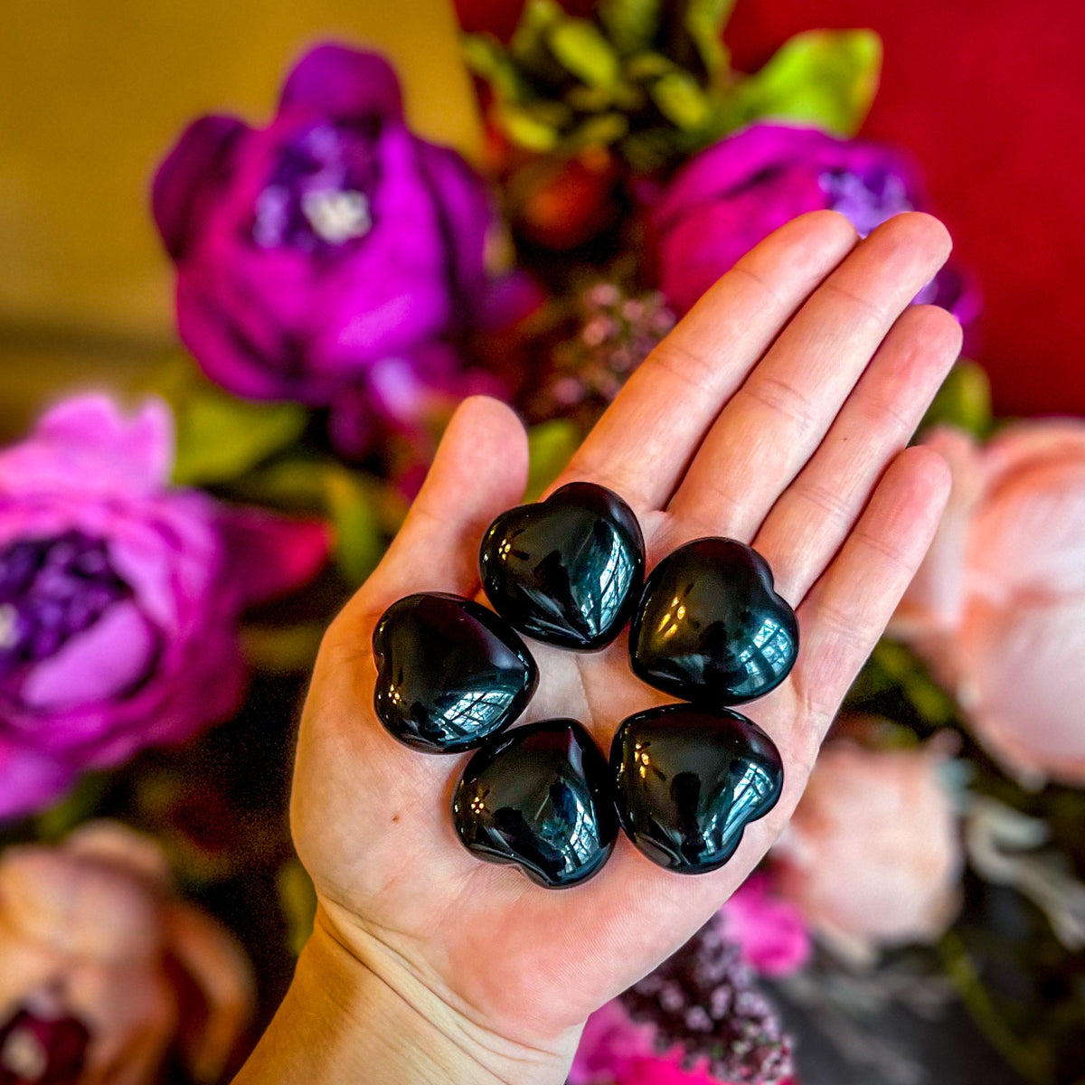 3cm Black Obsidian Crystal Hearts for Valentines Day Gifts