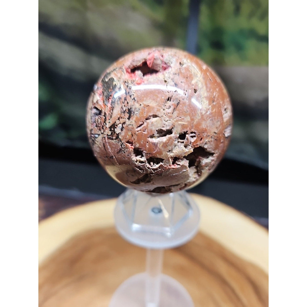 0.74 lb Vesuvianite Agate Carnelian Geode Sphere