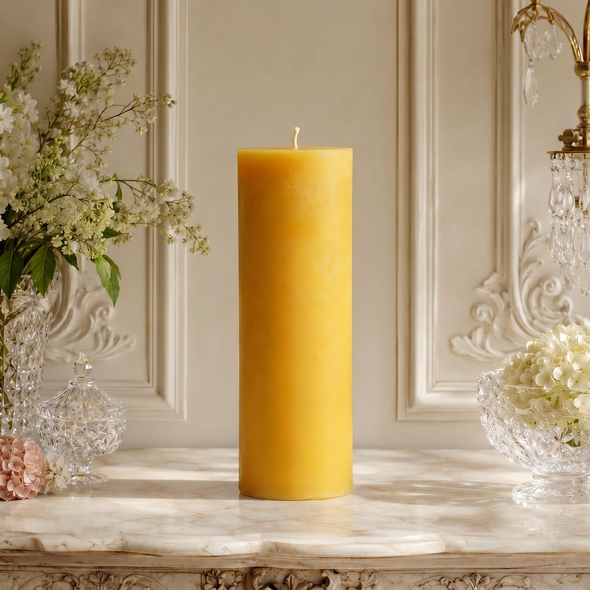 3x11 Inch Yellow Beeswax Pillar Candle