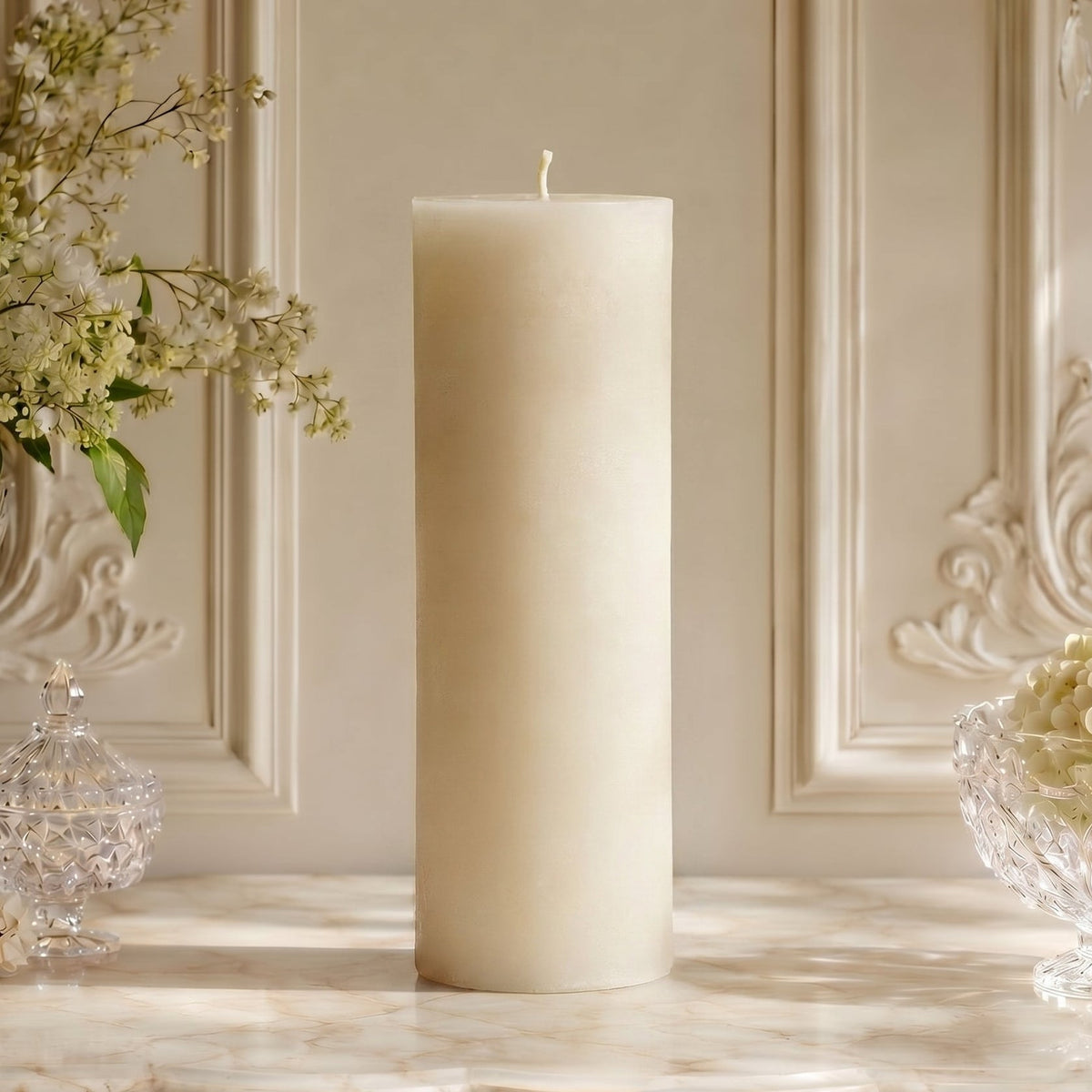 3x11 Inch White Beeswax Pillar Candle