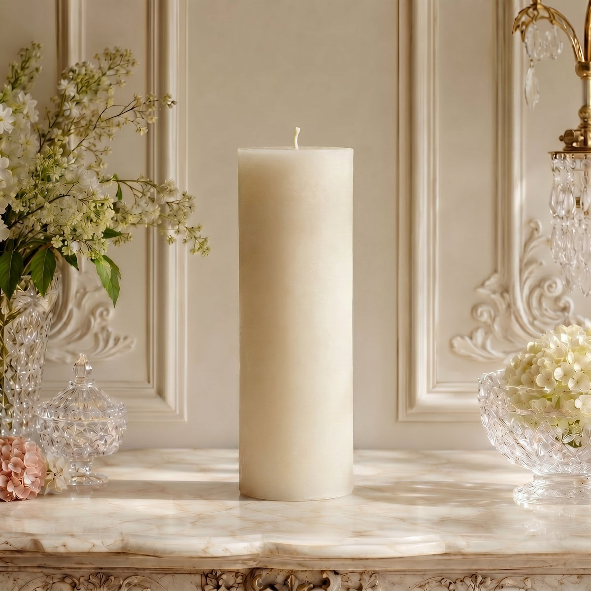 3x11 Inch White Beeswax Pillar Candle
