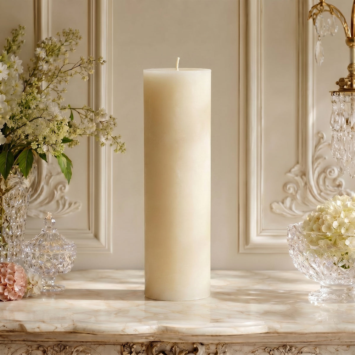 3x12 Inch White Beeswax Pillar Candle