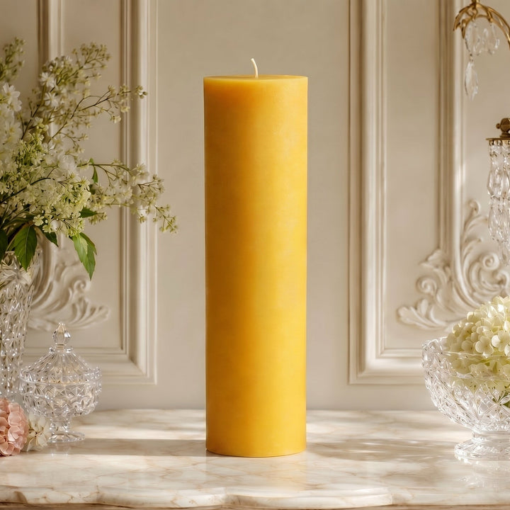 3x14 Inch Yellow Beeswax Pillar Candle