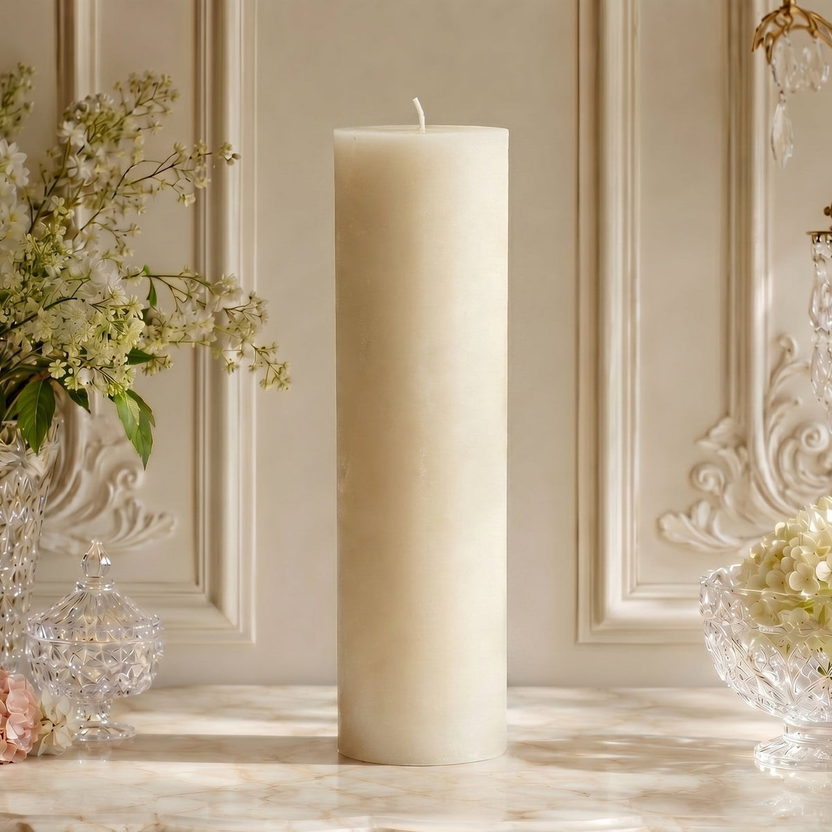3x14 Inch White Beeswax Pillar Candle