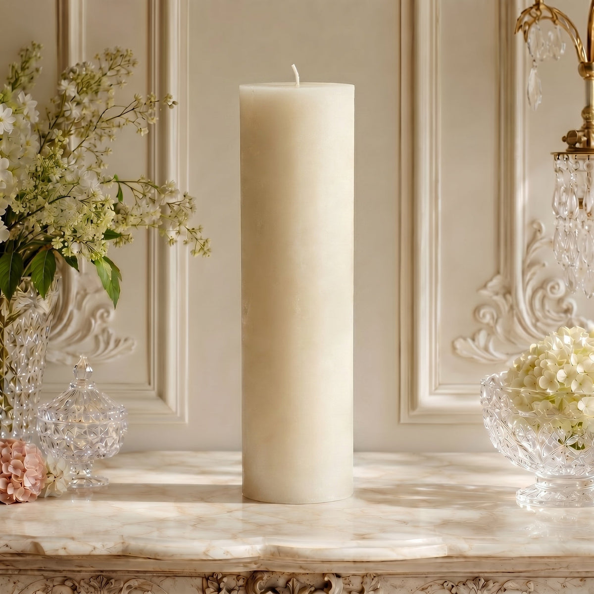 3x14 Inch White Beeswax Pillar Candle