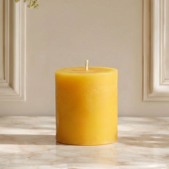 3x3 Inch Yellow Beeswax Pillar Candle
