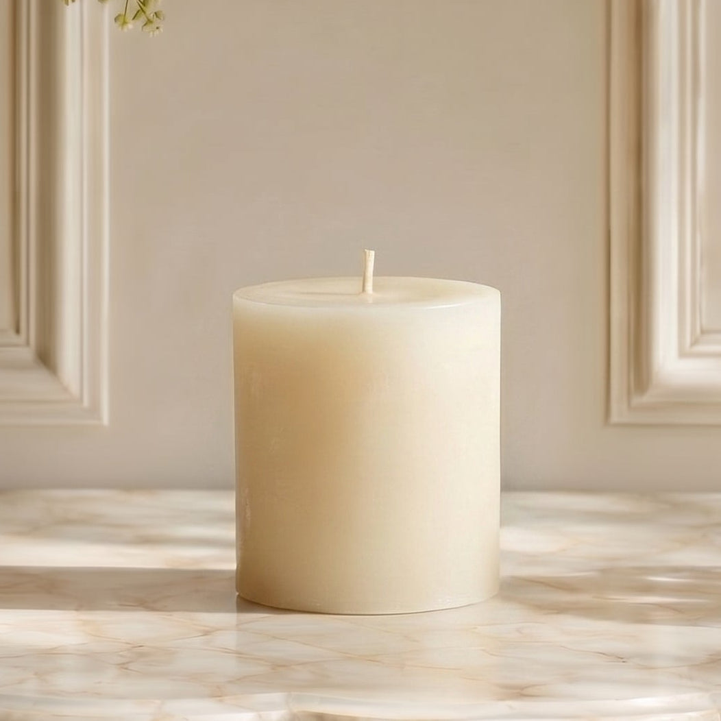 3x3 Inch White Beeswax Pillar Candle