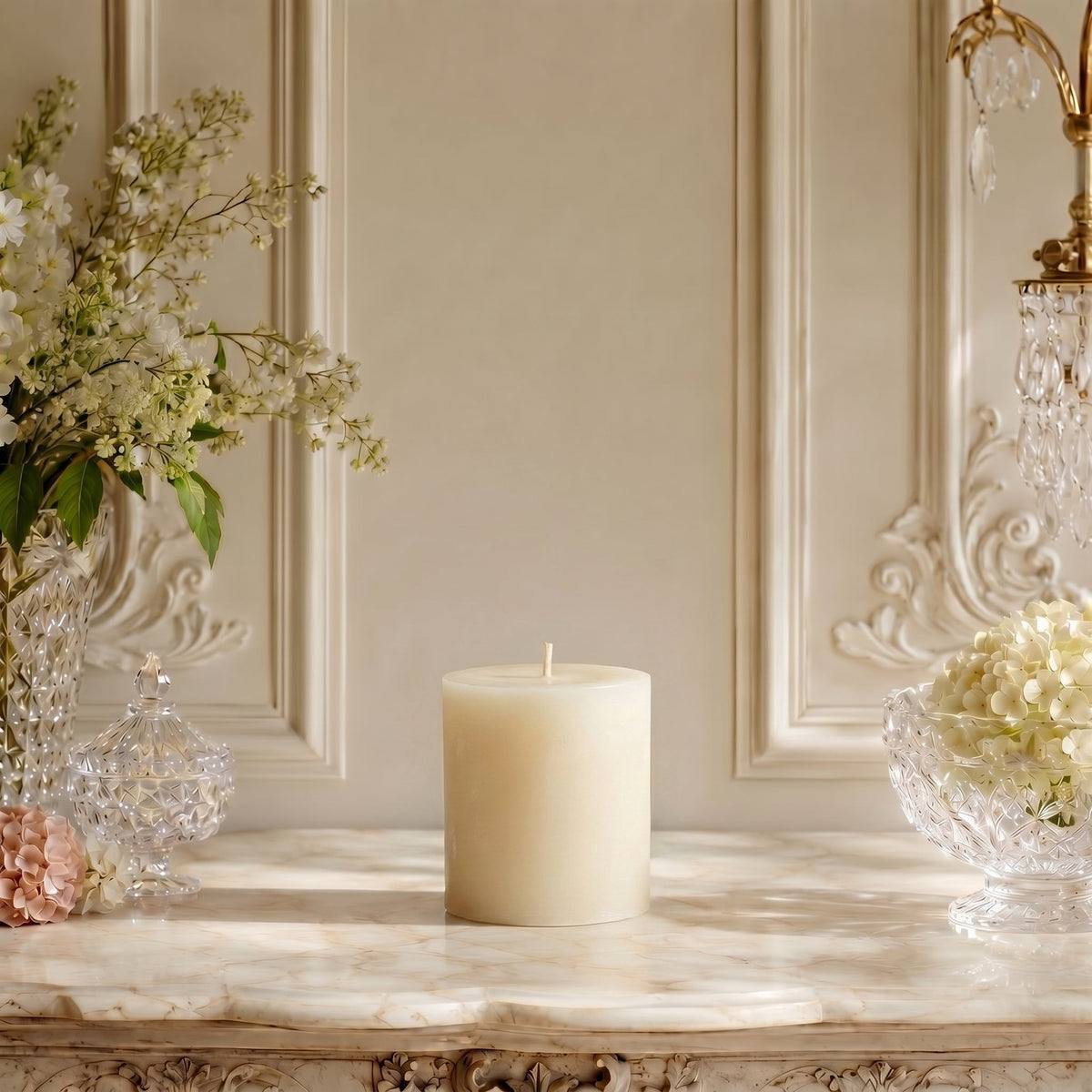 3x3 Inch White Beeswax Pillar Candle