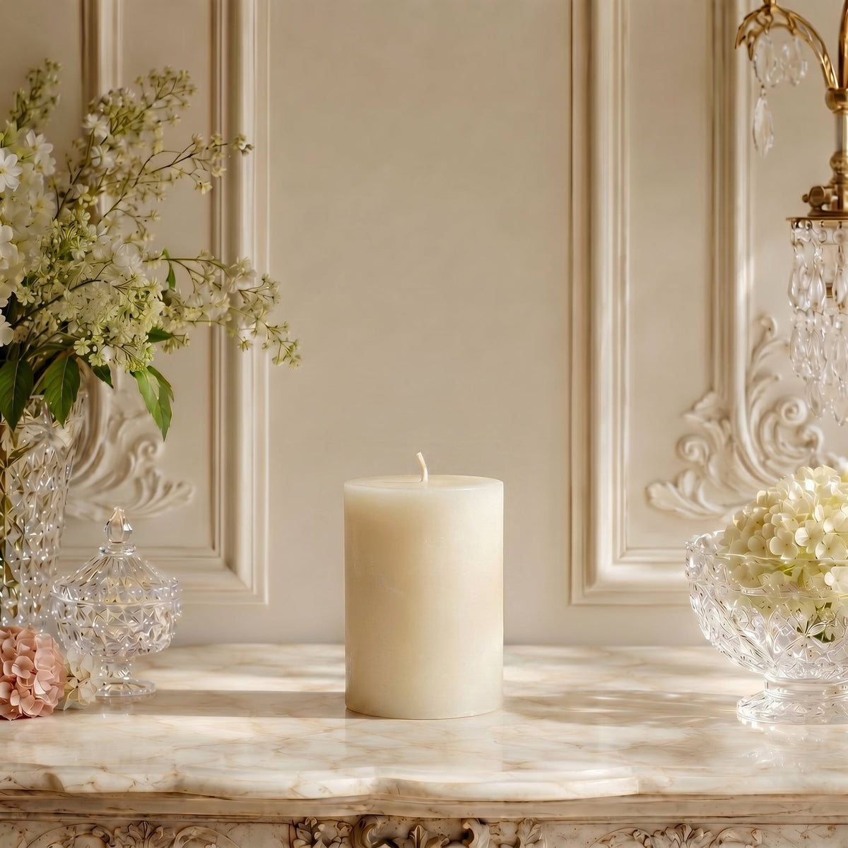 3x4 Inch White Beeswax Pillar Candle