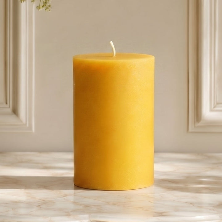 3x5 Inch Yellow Beeswax Pillar Candle