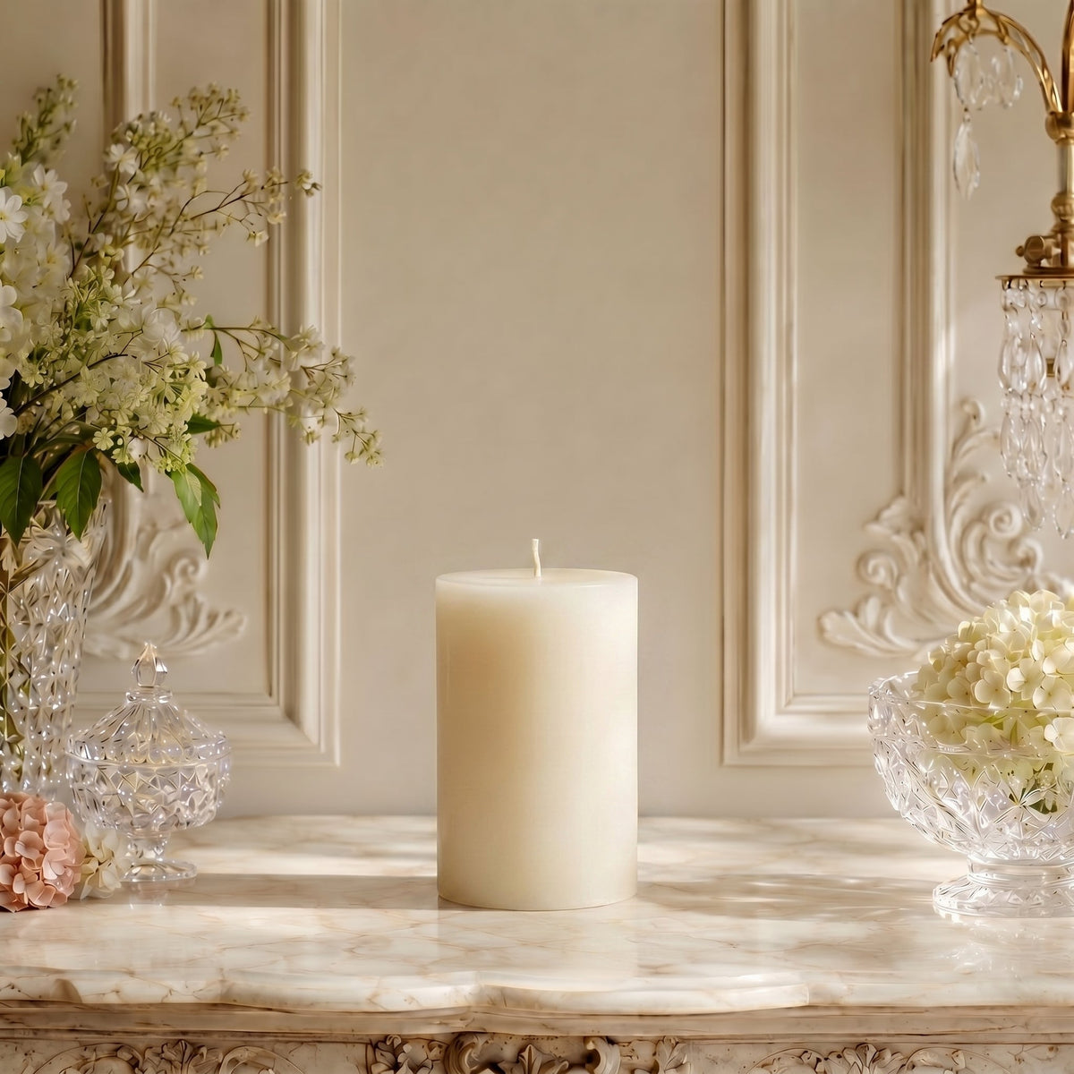 3x5 Inch White Beeswax Pillar Candle