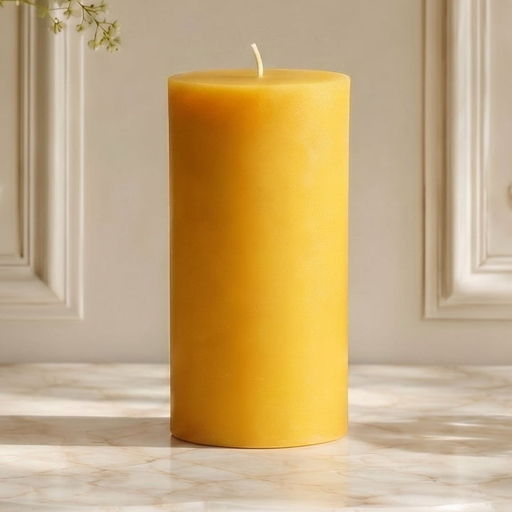 3x6 Inch Yellow Beeswax Pillar Candle