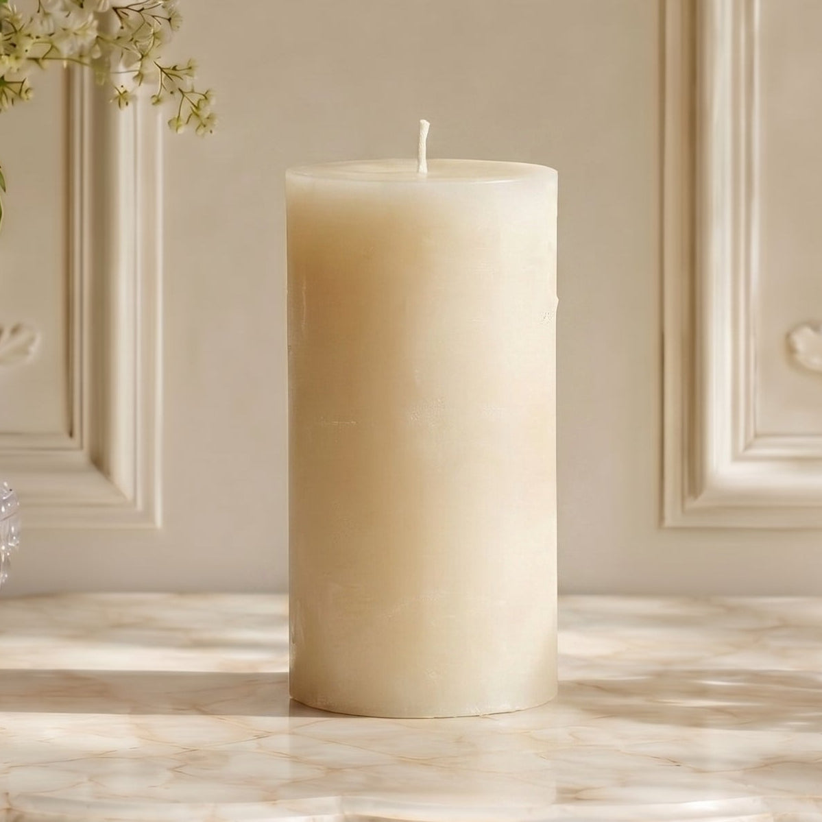 3x6 Inch White Beeswax Pillar Candle