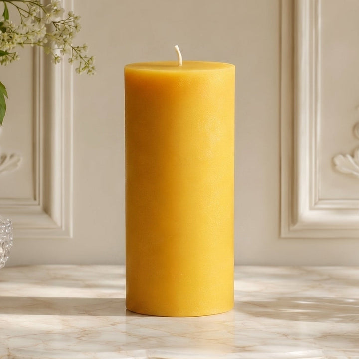 3x7 Inch Yellow Beeswax Pillar Candle