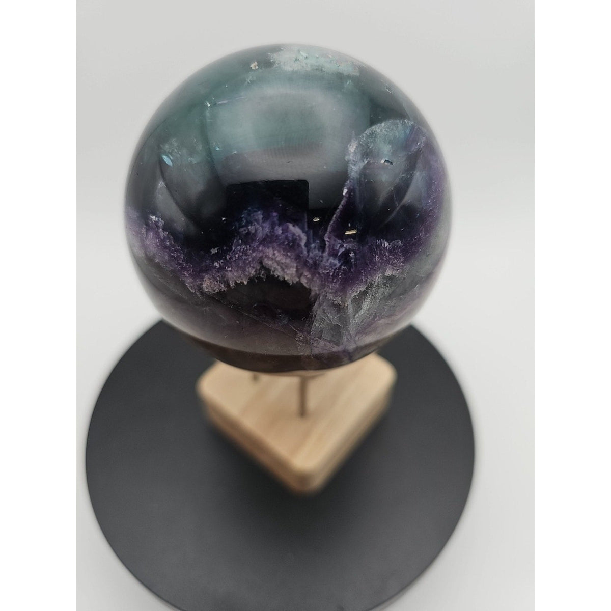 Natural Fluorite Crystal Sphere — 1.5lb, Purple & Green Banding
