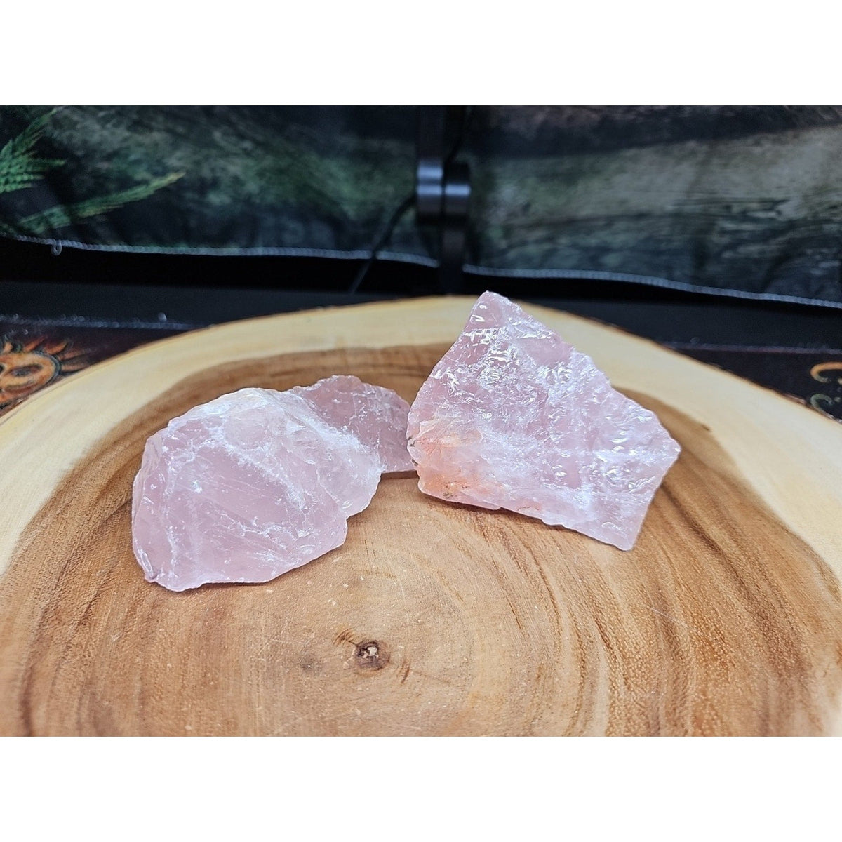 Raw Rose Quartz Chunk Pair — 1lb Natural Crystal, Brazil