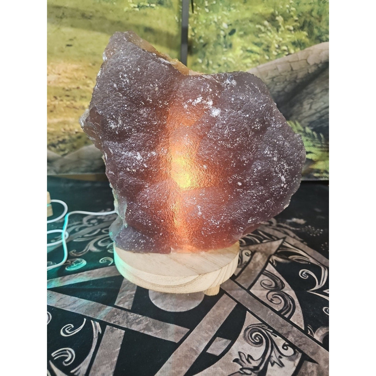 Fluorite Quartz Cluster with LED Stand – 11.9 lb