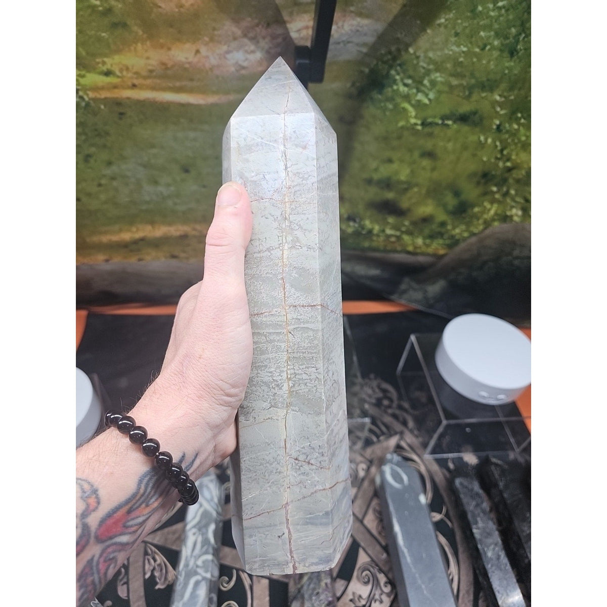 6.66lbs 12in Tall Ocean Jasper Crystal Point