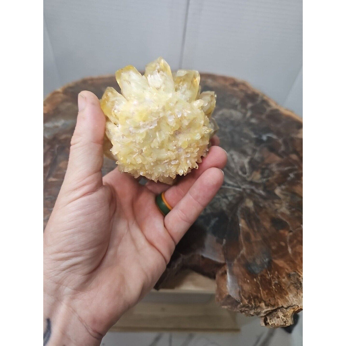 Yellow Phantom Quartz Cluster with Stand – 1.12 lb
