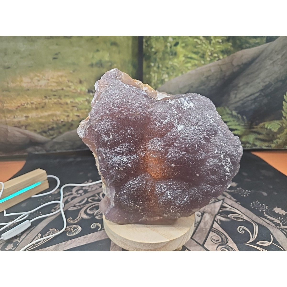 Fluorite Quartz Cluster with LED Stand – 11.9 lb