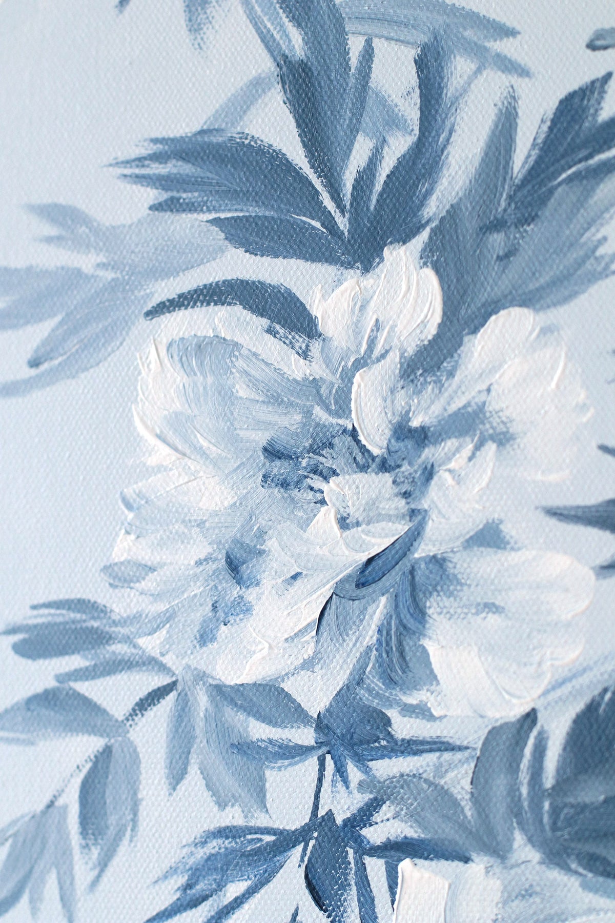 "Michelle," Original chinoiserie painting of blue and white tree peonies (No. 533) - 18 x 24