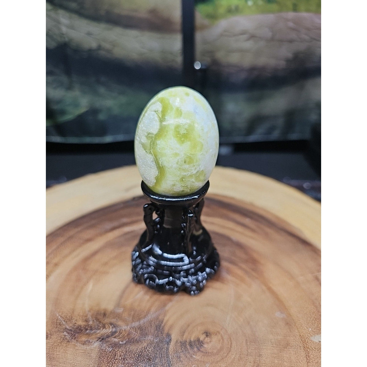 Natural Polished Lantian jade Quartz Crystal Egg Stone Specimen Healing - Stand