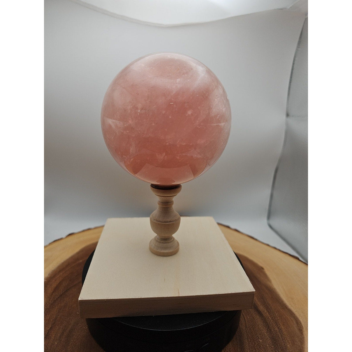 3.04LB Natural Pink Rose Quartz Crystal Sphere 98-107mm W/stand