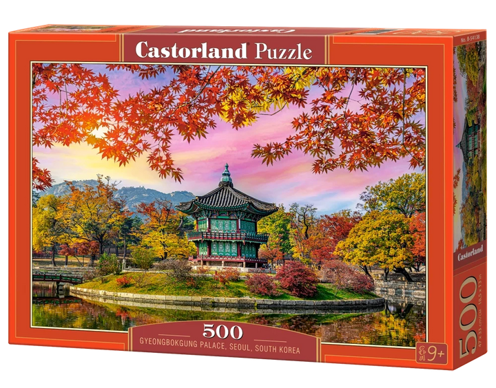500 Piece Jigsaw Puzzle, Gyeongbokgung Palace, Seoul, South Korea, Autumn Leaves, Fall Scenery, Colorful, Reflection, Adult Puzzle, Castorland B-54138