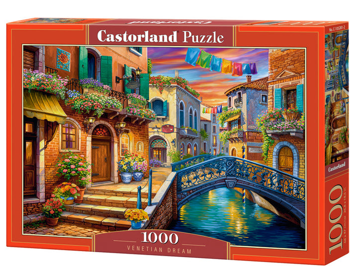1000 Piece Jigsaw Puzzle, Venetian Dream, Vibrant Venice canal scene, Italian charm, Adult Puzzle, Castorland C-105281-2