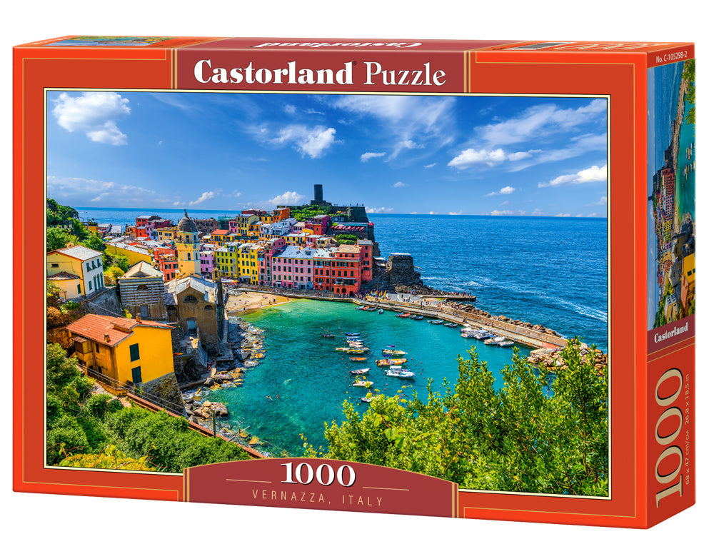 1000 Piece Jigsaw Puzzle, Vernazza, Cinque Terre, Italy, Mediterranean coast, Fishing boats, Adult Puzzle, Castorland C-105298-2