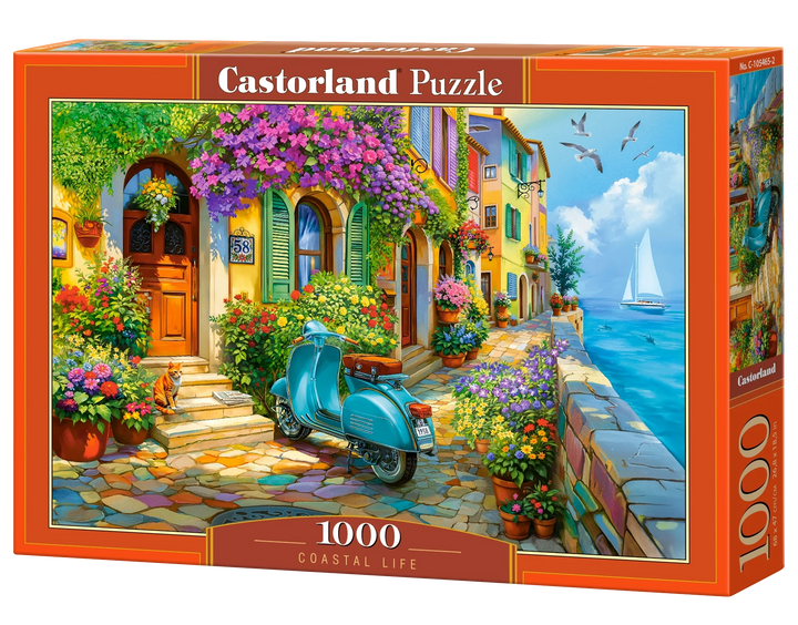 1000 Piece Jigsaw Puzzle, Coastal Life, Mediterranean Village, Italian Riviera puzzle, Seaside, Adult Puzzle, Castorland C-105465-2