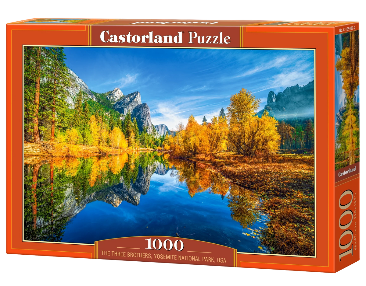 1000 Piece Jigsaw Puzzle, The Three Brothers, Yosemite National Park, USA, Autumn landscape puzzle, Relaxing nature puzzle, Adult Puzzle, Castorland C-105489-2