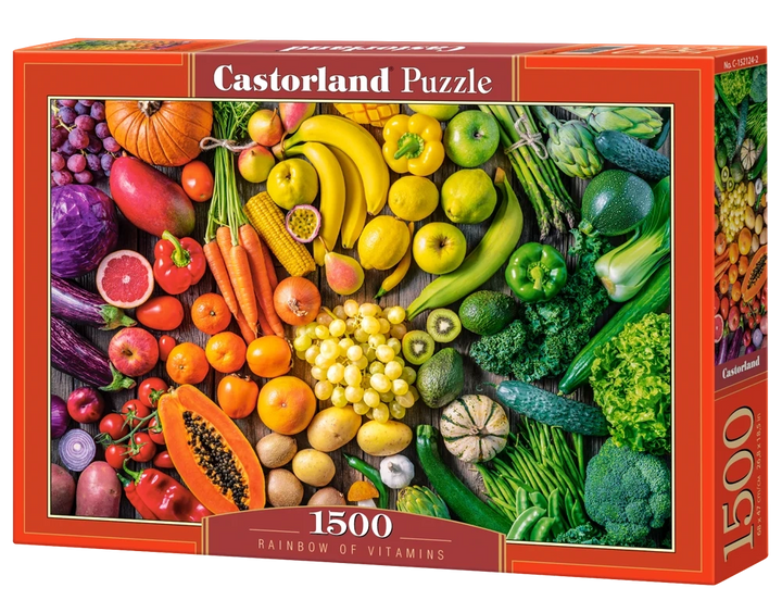 1500 Piece Jigsaw Puzzle, Rainbow of Vitamins, Vibrant & Healthy Kitchen Art Brain Teaser, gradient jigsaw, Adult Puzzle, Castorland C-152124-2